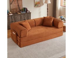 2-Zits bank, Een Bank Zonder Frame, Een Combinatie Van Zitmeubel En Slaapbank Die Kan Worden Ombouwd Tot Een Bed, En Een Tatami-Vloerbank Voor Woonkamers, Deze Opklapbare Bank Wordt Geleverd Inclusief 2 Kussens En Een Stalen Frame-Rood