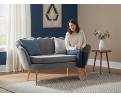 2-Zits Bank Fluwelen Tweezitsbank 130x63x75 cm – Luxe Stoffen Loungebank met Zachte Kussens, Retro Design, Comfortabele Loveseat, Elegante Zitbank voor Woonkamer, Slaapkamer & Kleine Ruimtes – Grijs – Medahomestore