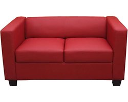 2-zits bank loungebank Lille ~ kunstleder, rood