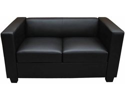 2-zits bank loungebank Lille ~ kunstleder, zwart