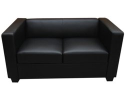 2-zits bank loungebank Lille ~ leder, zwart