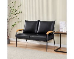 2-Zits Bank – Loveseat – Settee – Fauteuil – Loungebank – Kunstleer Met Memory Foam – Stevig Metalen Frame – Warm Bruin