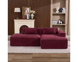 2-Zits Bank - Moderne Stoffen Sofa 235 cm Met Kussens - Comfortabele Loungebank Met Zachte Zit Voor Woonkamer, Appartement En Kantoor - Rode Bank