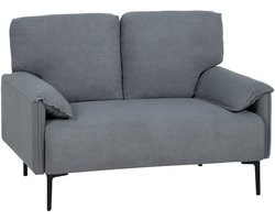 2-Zits Bank – Tweezitsbank – Loveseat – Sofa – Zithoek – Grijs – Fluwelen Bekleding – Extra Dikke Kussens