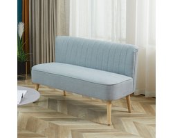 2-Zits Bank – Tweezitsbank – Loveseat – Zitbank – Bankstel – Retro Design – Duurzaam Hardhouten Frame – Lichte Linnen Stof
