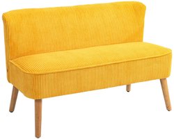 2-zits bank – tweezitsbank – loveseat – zitbank – sofa – Scandinavisch design – massief houten frame – draagkracht 150 kg – afmeting 117x56,5x77 cm – gele kleur
