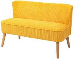 2-zits bank – tweezitsbank – loveseat – zitbank – sofa – Scandinavisch design – massief houten frame – draagkracht 150 kg – afmeting 117x56,5x77 cm – gele kleur
