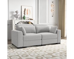 2-zits bank – tweezitsbank – sofa – zithoek – loveseat – modulaire opstelling – ribcorduroy bekleding – compact grijs design