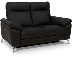 2-Zits Bank Zwart - Metaal/Leer - 162x96x101cm - Selesta