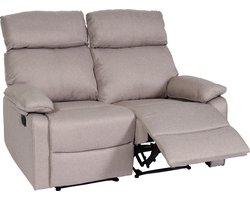 2-zits bioscoopfauteuil MCW-L93, relaxfauteuil TV-fauteuil bank, armleuning met relaxfunctie nosag-vering stof/textiel ~ grijsbruin