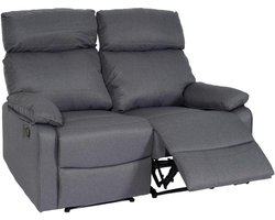 2-zits bioscoopfauteuil MCW-L93, relaxfauteuil TV-fauteuil bank, verstelbare armleuning Nosag-vering stof/textiel ~ donkergrijs