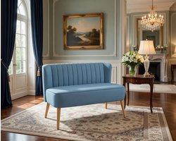 2-zits designbank 117 cm blauw - Compacte tweezitsbank met linnenlook voor kleine ruimtes Casa Serena