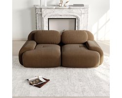 2-zits modulaire bank 208 x 103 x 70 cm – Moderne corduroy loveseat sofa met gebogen armleuningen, antislip bodem & geen montage – Beige – Pauwhome