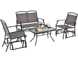 2-Zits Schommelbank met Salontafel Zitbank van Textiel Balkonmeubelset Tuinmeubelen Balkonset Zitgroep voor Tuin Balkon Erf