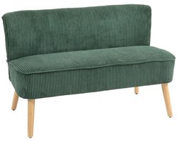 2-Zitsbank 117 x 56,5 x 77 cm, Groen, Zachte Zitbank Met Rugleuning, Houten Frame Met Vier Poten, Stoffen Bekleding, Zachte Polstering, Brede Zitplaats, Tot 150 kg Belastbaar, Kleine Bank Voor Twee Personen, Woonkamerbank, Slaapkamerbank, Halbank