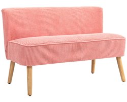 2-Zitsbank 117 x 56,5 x 77 cm, Zachte Zitbank Met Rugleuning, Roze, Houten Frame Met Vier Poten, Stoffen Bekleding, Zachte Polstering, Kleine Bank Voor Twee Personen, Woonkamerbank, Slaapkamerbank, Halbank, Lounge Bank, Zitmeubel
