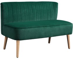 2-zitsbank 117×56,5×77 cm donkergroen, hout, bank voor woonkamer, stoel, tweepersoonsstoel, bankje, leesstoel, stevig en duurzaam, eenvoudig ontwerp, praktisch en mooi, voor woonkamer, slaapkamer en hal