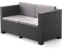 2-zitsbank - Buitenbankje - Terras Ontspannen - Gerecycled Materiaal - 132 cm - Antraciet
