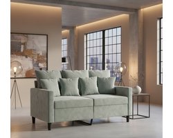 2-Zitsbank Fluweel Lichtgrijs – Industrialhome Luxe Loungebank met Metalen Frame, Afneembare Kussens, Comfortabele Designbank voor Woonkamer, Moderne Tweezitsbank, Zachte Velvet Stof
