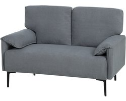 2 - zitsbank - gestoffeerde woonkamerbank met gewatteerde armleuningen - fluweellook - 127 x 72 x 84 cm - grijs