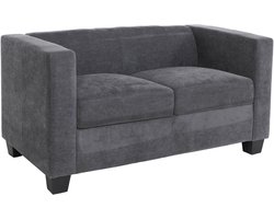 2-zitsbank Lille, loungebank, 2-zits, Nosag-vering, stof/textiel chenille (260 g/m²) 136 cm ~ donkergrijs