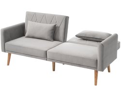 2-zitsbank – Loveseat – Slaapbank – Sofa – Compacte Bank – Verstelbare Rugleuning – Fluwelen Bekleding – Slaapfunctie – 180x75x82 cm – Inclusief Kussens