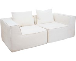 2-zitsbank/accessoires voor bank MCW-O54, bank 2-zits loungebank, modulair stof/textiel (300 g/m²) 63x194x97 cm ~ crème