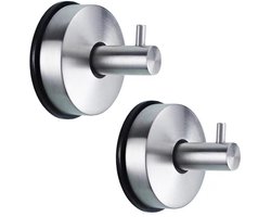 2 zuignaphaken van roestvrij staal 304, supersterk, haken voor in de badkamer en keuken, geen gaten boren nodig, zuignappen voor in de badkamer, perfect voor het opbergen van handdoeken en accessoires