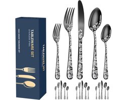 20-delige bestekset voor 4 personen van roestvrij staal - Inclusief messen, vorken, en lepels - Perfect voor keuken, restaurant en feesten