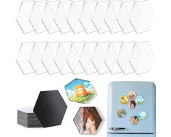 20-delige doe-het-zelf koelkastmagnetenset - Zeshoekige - transparante acrylmagneten met zelfklevende achterkant voor foto's - knutselwerk - kantoor - klaslokaal - kasten en keuken.