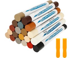 20-Delige Houtreparatie Stiften Set, Meubelreparatie Krijtjes in Diverse Kleuren, Voor Houten Meubels, Vloeren, Kasten en Deuren, Herstelt Krassen, Gaten en Beschadigingen, Eenvoudig in Gebruik