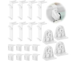 20-delige rolgordijnset – Kunststof accessoires – Boorvrije vervangingsonderdelen voor houten ramen, deuren, gordijnroedes & dubbele rolgordijnmontage
