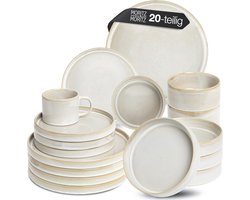 20-delige serviesset voor 4 personen - Beige Aardewerk Borden Set