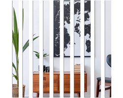 2,0 inch x 7,9 inch Wandlijst - 10 stuks - zelfklevende - Wandlijst in spiegelstijl - Wandlijsten - Acryl - spiegelafwerking - voor wand, plafond, vloer, kast, tegels, randen - Zilver