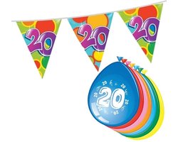 20 jaar feest versiering pakket vlaggenlijn en ballonnen set.