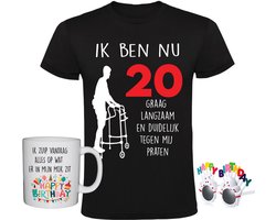 20 jaar Heren T-shirt + Koffiemok + Happy birthday bril - feest - grappig - verjaardag - cadeau - shirt