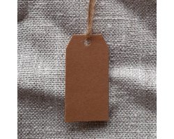 20 Kraft Cadeaulabels - Rechthoekige Label Blanco Kraft Met Schuine Hoekjes - Kartonnen Labels Met Jute Touwtje 20 cm - Kartonnen Etiketten
