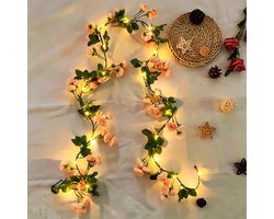 20 LED Rose Bloem String Lights met Timer, 1,8 M Kunstmatige Bloem Slinger met Lichten Hangende Bloemen Slinger voor Bruiloft Boog Tafel Decor Tuin Vakantie Verjaardagsfeest Achtergrond Muur