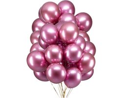 20 Metallic Ballonnen - Roze - 30 cm - Latex - Chroom - Verjaardag - Feest/Party - Ballonnen set -