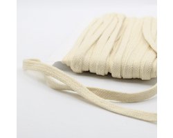 20 Meter Platte KATOENEN KOORD, Breedte 10MM, Kleur ECRU
