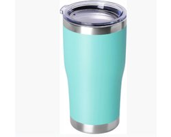 20 oz (ongeveer 591,4 ml) Tumbler, roestvrijstalen beker met deksel, vacuüm geïsoleerd, dubbele wand gepoedercoat, koffiemok, hemelsblauw, 1 verpakking
