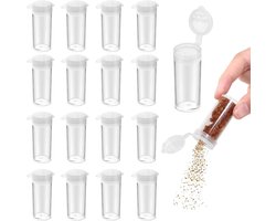 20 Pcs Mini Zoutstelletjes voor Reizen - Kleine Zoutstelletjes met Deksel - Transparante Camping Mini Specerij Shaker - Draagbare Zout en Peper Shaker - Klein voor Picknicks - Barbecues - Bento Box