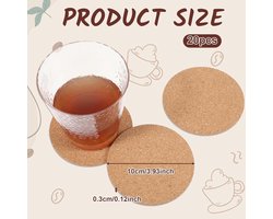 20 ronde kurken onderzetters - Absorberende hittebestendige onderzetters voor salontafel en kantoor