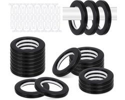 20 Sets 1-5/8" (42mm) ID Grommets voor Gordijnen - Plastic Ringen voor DIY Projecten, Geluidsarm en Eenvoudig te Bevestigen, Geschikt voor Canvas en Leer (Zwart)