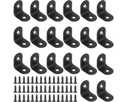20 Sets 20mm Zwarte L-Beugels voor Hoekverbindingen - Ideaal voor Meubels, Boekenplanken en Raamdecoratie