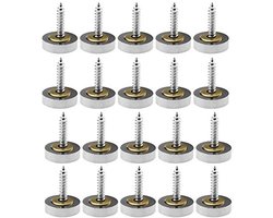 20 Sets platte spiegel nagels, schroeven ringen & 10mm decoratieve covers zilver geborsteld voor spiegel tafels kasten badplaten