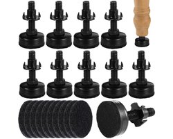 20 sets verstelbare meubelbeenlevelers met vilten pads en T-moeren, 3/8-16 schroefdraad, perfect voor barkrukken, tafels en kasten