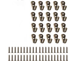 20 Stuk - Handdoekhaakjes - Ophanghaken - Kledinghaak - Handdoekhaak - Haak - incl. schroefjes - haakjes - Jas haak - Sleutelhaak - Wandhaak - Kledinghaak - zinklegering - Bronzen - 12*32mm