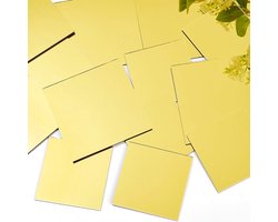 20 stuks 2 maten glazen spiegelvierkante zelfklevende spiegels - 7,5 cm / 10 cm - voor spiegeltegels op muren - doe-het-zelf knutselen - woondecoratie licht kaki
