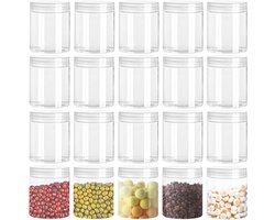 20 Stuks 210ml Heldere Plastic Potjes met Deksel, Breed Opening Opslagpotten voor Droge Voeding, Kruidens, Cosmetica en Slijm